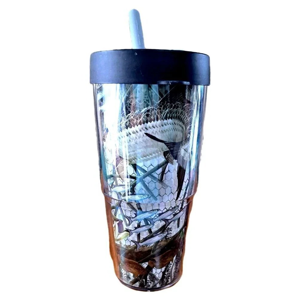 Guy Harvey Tervis With Lid and Straw Ocean Fishing Fish 24oz.